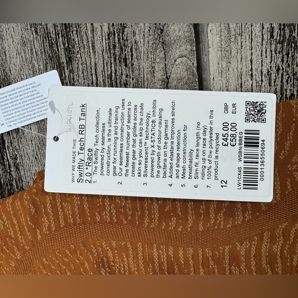 Lululemon Swiftly Tech Racerback Tank Top Race Copper Brown Beige size 12 NWT - Picture 7 of 7